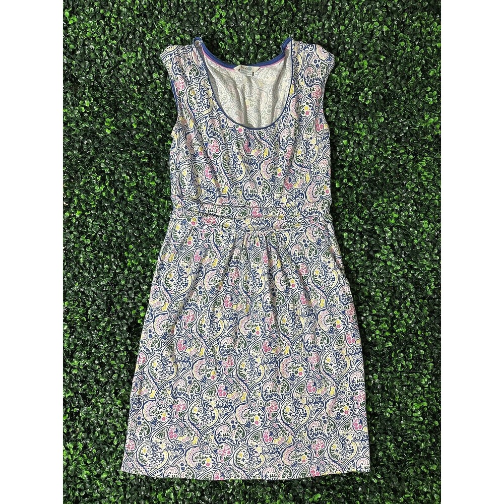 Boden Women's Paisley Print  Dress US 8 With Pockets  100% Cotton Casual Y2K
